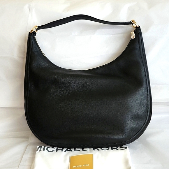 NWT MICHAEL KORS Classic Lydia Large Pebbled Leather Black Hobo Shoulder Bag - Picture 6 of 13